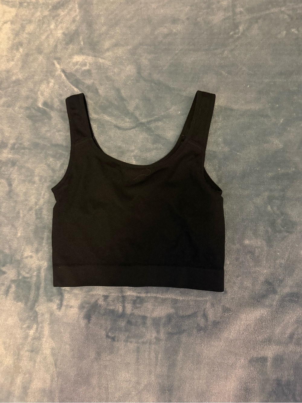 Marshalls Black Ribbed Scoop Crop Tank